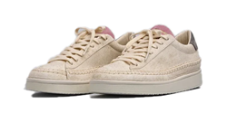 SCARPA ALLACCIATA P01 IN PELLE CRAQUELÉ CON LUREX E SUEDE IVORY-VIBRANT GREY-CUPCAKE